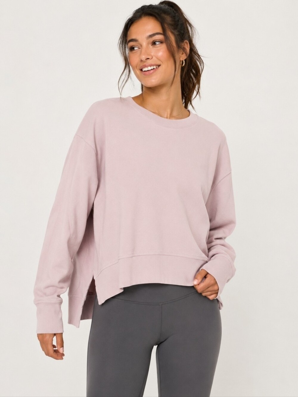 Zella Cozy Dusty Pink Crewneck Sweatshirt Relaxed Fit M
